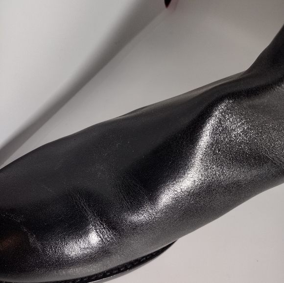 TORY BURCH Expedition Boot LEATHER CHUNKY SQUARE TOE BLACK Rubber Trim Size 8M - Picture 9 of 15